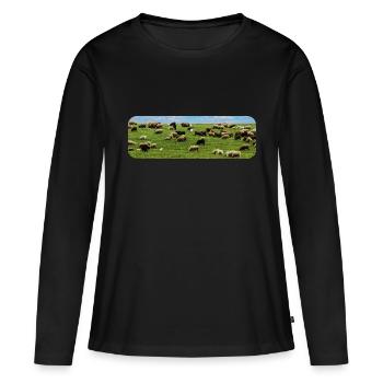Troupeau de moutons en pâturage - T-shirt manches longues Premium bio Femme - noir - Devant - Julia (174cm)