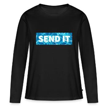 SEND IT Boxlogo - Frauen Premium Bio Langarmshirt - Schwarz - Vorne - Julia (174cm)