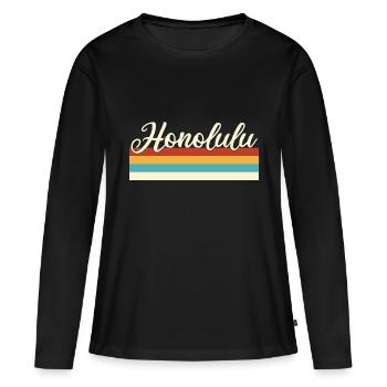 Honolulu - Hawaii - Rétro - Vintage États-Unis - T-shirt manches longues Premium bio Femme - noir - Devant - Julia (174cm)
