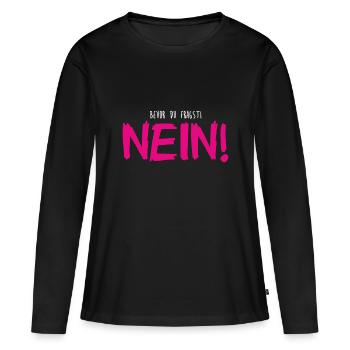 Bevor Du Fragst - NEIN - Cooler Spruch - Frauen Premium Bio Langarmshirt - Schwarz - Vorne - Julia (174cm)
