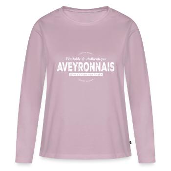 Aveyronnais de l'Aveyron - T-shirt manches longues Premium bio Femme - rose poudré - Devant - Julia (174cm)