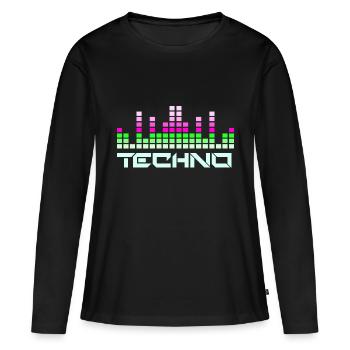 Musique techno - T-shirt manches longues Premium bio Femme - noir - Devant - Julia (174cm)