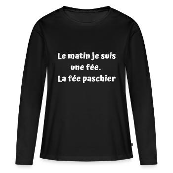 J'ai promis de vous faire rire aujourd'hui - T-shirt manches longues Premium bio Femme - noir - Devant - Julia (174cm)
