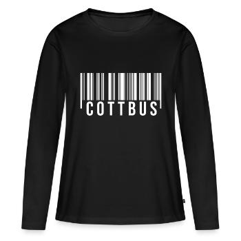 Cottbus Strichcode - Frauen Premium Bio Langarmshirt - Schwarz - Vorne - Julia (174cm)