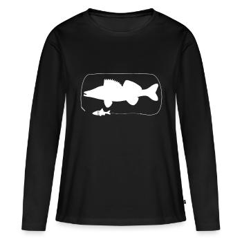 Sandre avec appât naturel - T-shirt manches longues Premium bio Femme - noir - Devant - Julia (174cm)