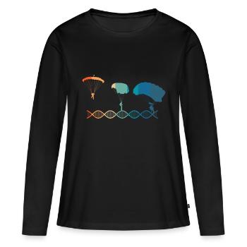 Fallschirme sind Teil meiner DNA - Frauen Premium Bio Langarmshirt - Schwarz - Vorne - Julia (174cm)