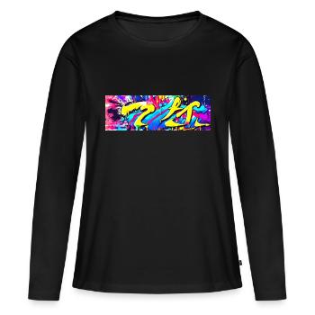 Graffiti tache de couleur Streetart - T-shirt manches longues Premium bio Femme - noir - Devant - Julia (174cm)