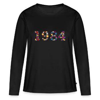 Fleurs 1984 - T-shirt manches longues Premium bio Femme - noir - Devant - Julia (174cm)