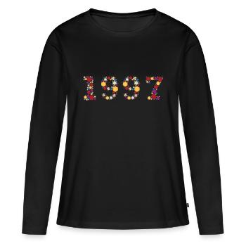 Fleurs 1997 - T-shirt manches longues Premium bio Femme - noir - Devant - Julia (174cm)