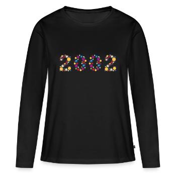 Fleurs 2002 - T-shirt manches longues Premium bio Femme - noir - Devant - Julia (174cm)