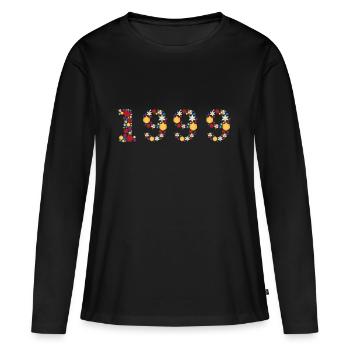 Fleurs 1999 - T-shirt manches longues Premium bio Femme - noir - Devant - Julia (174cm)