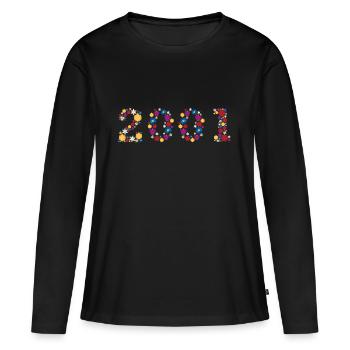 Fleurs 2001 - T-shirt manches longues Premium bio Femme - noir - Devant - Julia (174cm)