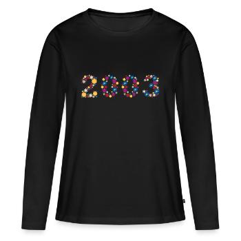 Fleurs 2003 - T-shirt manches longues Premium bio Femme - noir - Devant - Julia (174cm)