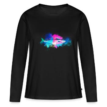 Fisch Köhler farbenfroh - Frauen Premium Bio Langarmshirt - Schwarz - Vorne - Julia (174cm)