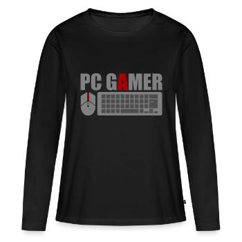 PC Gamer Souris Clavier Clavier Gaming Gaming - T-shirt manches longues Premium bio Femme - noir - Devant - Julia (174cm)