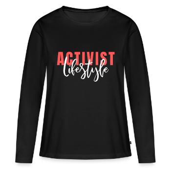 Mode de vie activiste - T-shirt manches longues Premium bio Femme - noir - Devant - Julia (174cm)