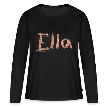 Name Schriftzug Ella - Frauen Premium Bio Langarmshirt - Schwarz - Vorne - Julia (174cm)