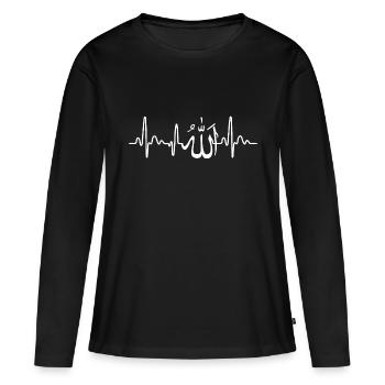 Allah Muslim Islam battement de cœur - T-shirt manches longues Premium bio Femme - noir - Devant - Julia (174cm)