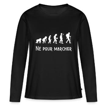 né pour marcher évolution - T-shirt manches longues Premium bio Femme - noir - Devant - Julia (174cm)
