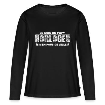 je suis un papy horloger cadeau de mon papy. - T-shirt manches longues Premium bio Femme - noir - Devant - Julia (174cm)