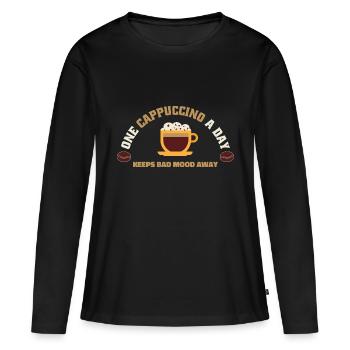 Cappuccino Lover - One Cappuccino A Day - Frauen Premium Bio Langarmshirt - Schwarz - Vorne - Julia (174cm)