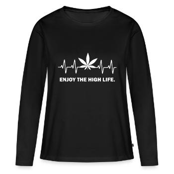PROFITEZ DE LA GRANDE VIE - T-shirt manches longues Premium bio Femme - noir - Devant - Julia (174cm)