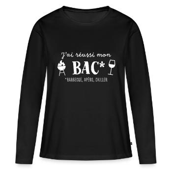 J’ai réussi mon bac - T-shirt manches longues Premium bio Femme - noir - Devant - Julia (174cm)