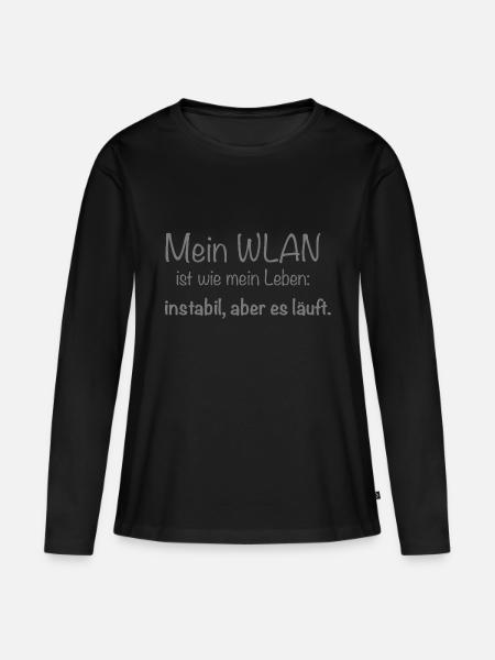 Wlan - Frauen Premium Bio Langarmshirt - Schwarz