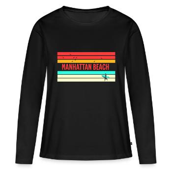 Manhattan Beach : Cadeau et souvenir parfaits ! - T-shirt manches longues Premium bio Femme - noir - Devant - Julia (174cm)