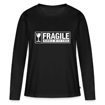 Fragile Handle With Care - Frauen Premium Bio Langarmshirt - Schwarz - Vorne - Julia (174cm)