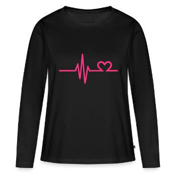 Frequenz Herz - Frauen Premium Bio Langarmshirt - Schwarz - Vorne - Julia (174cm)