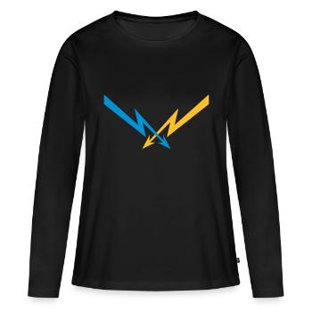 2 blitze muster elektrisch strom energie starkstro - Frauen Premium Bio Langarmshirt - Schwarz - Vorne - Julia (174cm)