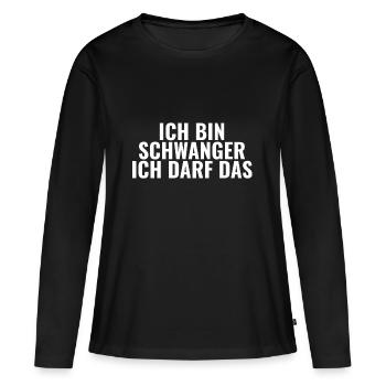 ICH BIN SCHWANGER - Frauen Premium Bio Langarmshirt - Schwarz - Vorne - Julia (174cm)