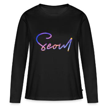 Corée Séoul - T-shirt manches longues Premium bio Femme - noir - Devant - Julia (174cm)