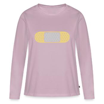 Design Dots Patch - T-shirt manches longues Premium bio Femme - rose poudré - Devant - Julia (174cm)