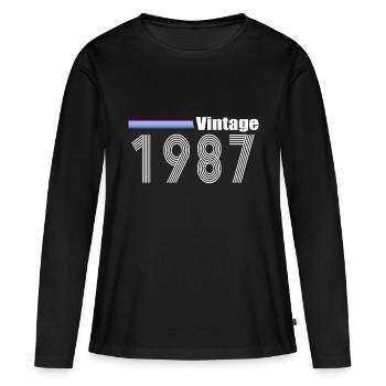 1987 - Frauen Premium Bio Langarmshirt - Schwarz - Vorne - Julia (174cm)