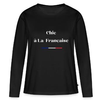 Chic à la française - T-shirt manches longues Premium bio Femme - noir - Devant - Julia (174cm)