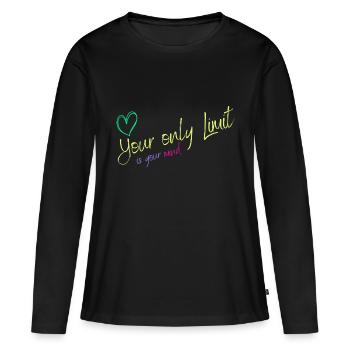 Motivation - sans limites / sans limites - T-shirt manches longues Premium bio Femme - noir - Devant - Julia (174cm)