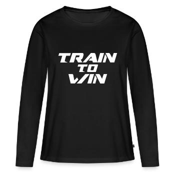 DES TRAINS POUR GAGNER - T-shirt manches longues Premium bio Femme - noir - Devant - Julia (174cm)