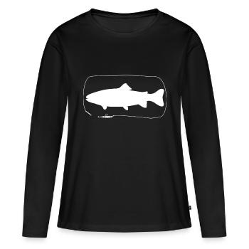 Truite avec leurre souple - T-shirt manches longues Premium bio Femme - noir - Devant - Julia (174cm)