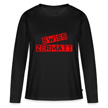 Zermatt en texte vintage Suisse - T-shirt manches longues Premium bio Femme - noir - Devant - Julia (174cm)