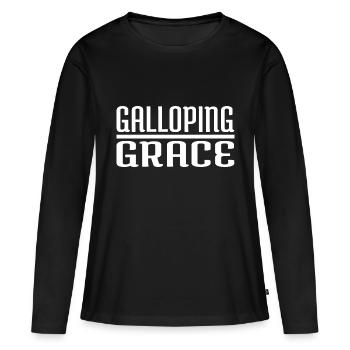 Équipement d’équitation Élégance raffinée - T-shirt manches longues Premium bio Femme - noir - Devant - Julia (174cm)