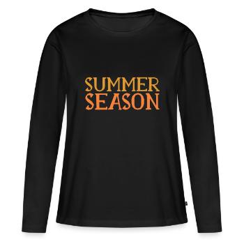 Saison d’été - Saison d’été - Soleil - Plage - T-shirt manches longues Premium bio Femme - noir - Devant - Julia (174cm)