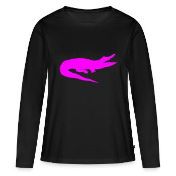 Crocodile (monochrome) - T-shirt manches longues Premium bio Femme - noir - Devant - Julia (174cm)