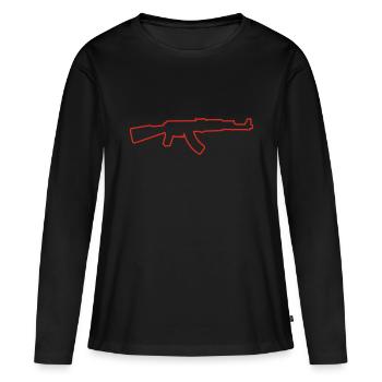 AK Outline - T-shirt manches longues Premium bio Femme - noir - Devant - Julia (174cm)