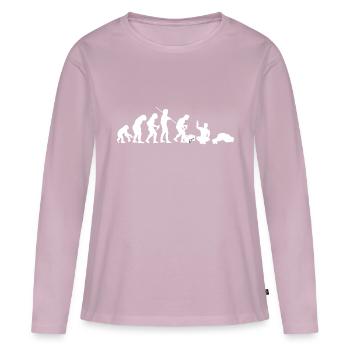 Evolution – Saufen / Party (weisser Druck) - Frauen Premium Bio Langarmshirt - Altrosa - Vorne - Julia (174cm)