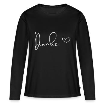 Merci - police de typographie merci - T-shirt manches longues Premium bio Femme - noir - Devant - Julia (174cm)