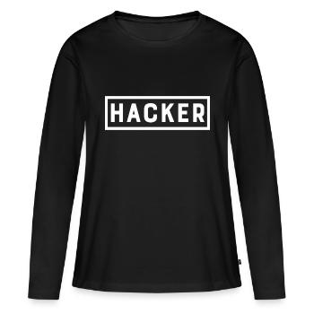 Hacker - Frauen Premium Bio Langarmshirt - Schwarz - Vorne - Julia (174cm)