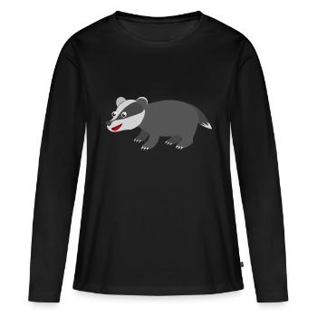 Dachs - Frauen Premium Bio Langarmshirt - Schwarz - Vorne - Julia (174cm)