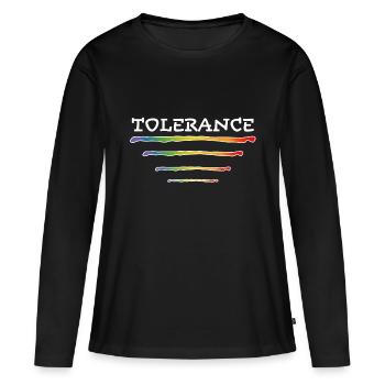 GAY Lesbienne tolérance blanche - T-shirt manches longues Premium bio Femme - noir - Devant - Julia (174cm)